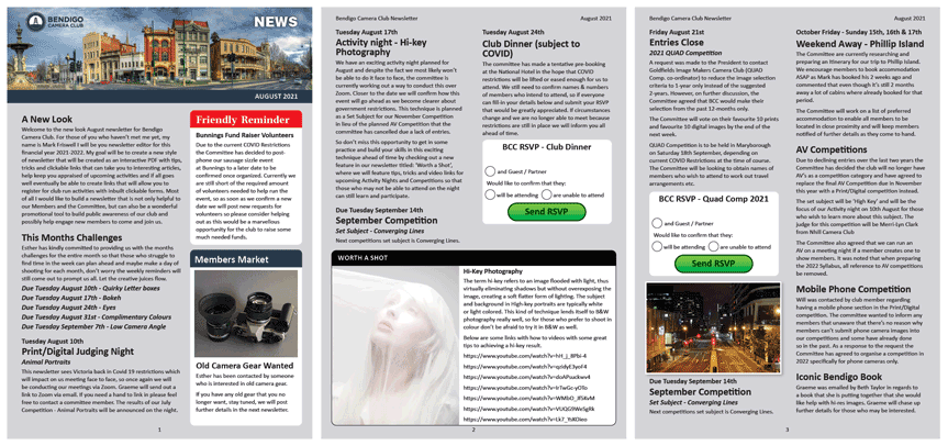 Newsletter – August 2021