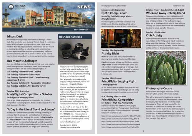 BCC Newsletter – September 2021