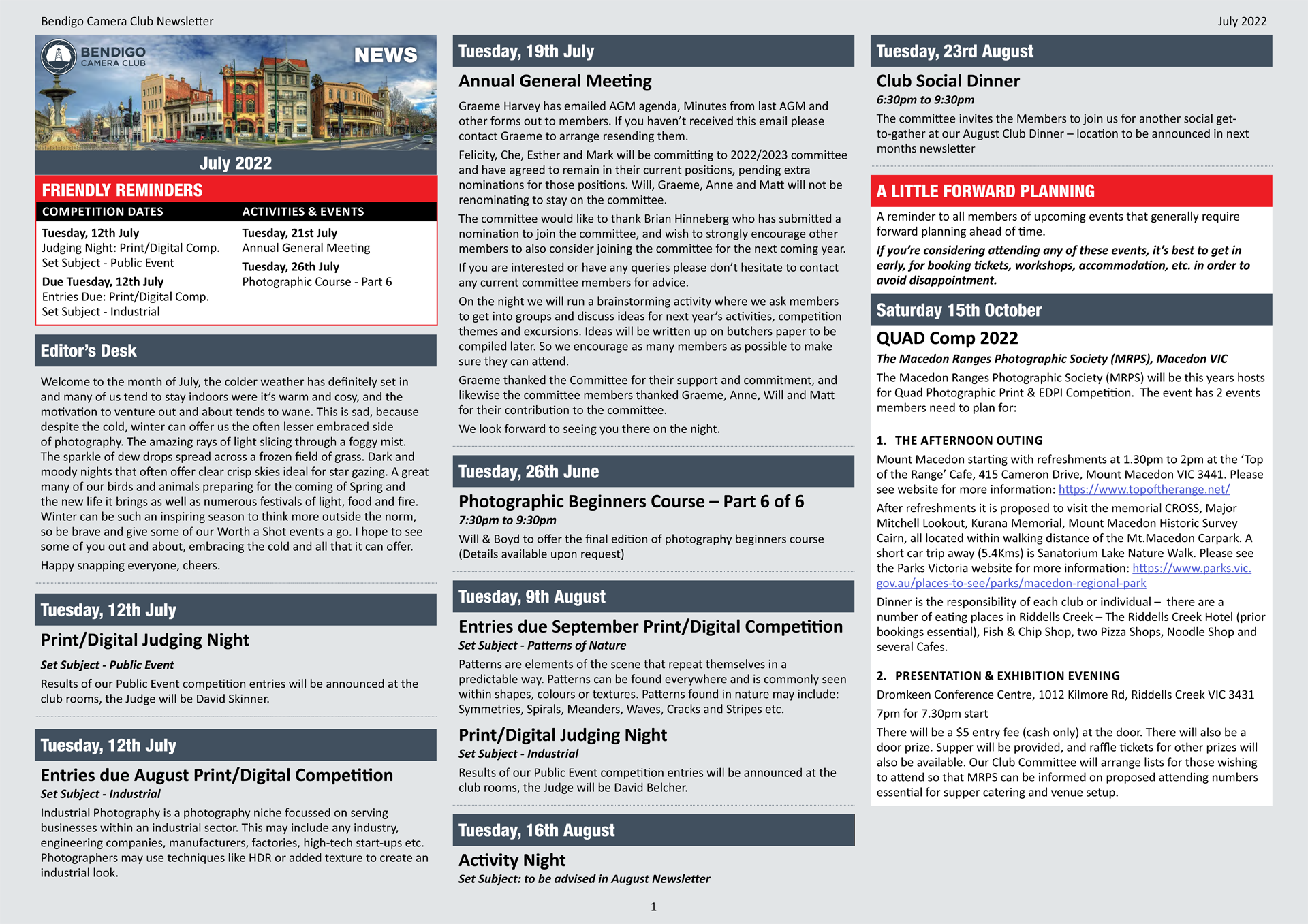 BCC Newsletter – August 2022